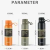 물병 650ml 850ml 1100ml thermos 더블 스테인리스 스틸 스틸 스포츠 진공 플라스크 플라스크 야외 등반 열 단열 컵 230907