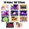 180*125mm 20 Styles Raw Cartoon Rolling Tray Metal Cigarette Smoking Small Trays Dry Herb Tobacco Plate Case Storage Mini hine Tool Gift New