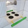 Autres fournitures d'oiseaux Miroir de perroquets en bois naturel avec tasses d'alimentation Bol oiseaux interactif jouet cage support de repos entraînement en plein air