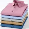 Casual overhemden voor heren Mode Bamboevezel Jurk voor heren Shirt met lange mouwen Wit Blauw Klassiek Heren Sociaal Kantoor Werk 230907