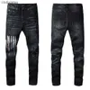 Spray amiirii roxo jeans moda masculina jean 2023 demin rua pintura letras coloridas calças casuais algodão juventude preto apertado