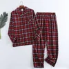 Pijamas masculinos xadrez design multi cores quente algodão flanela calças de mangas compridas pijamas para homens outono e inverno homewear pijamas conjuntos 230907