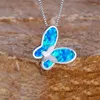 Pendant Necklaces White Blue Opal Stone Charm Cute Female Butterfly Necklace For Women Rose Gold Silver Color Chain Boho Jewelry