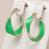 Kinel – boucles d'oreilles pendantes en émail vert pour femmes, accessoires de fête, couleur or Rose, bijoux de mariage, 585