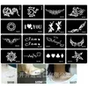 Altro Fornitura di trucco permanente 50 pezzi set di stencil per tatuaggio aerografo per body art Mehendi Henna Stencil Glitter Painting 230907