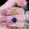 Colares Pingente Grande Roxo Cristal Gota Colar Para Mulheres Personalidade Luxuosa Acessório Diário Festa Jóias Presente Namorada