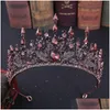 Jóias de cabelo barroco retro bronze violeta cristal nupcial tiaras coroa pageant diadem véu tiara headbands acessórios 220831 gota deli dhnde