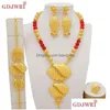 Schmuck Sets Luxus Dubai Gold Farbe Afrikanische Indische Äthiopien Braut Geschenke Party Für Frauen Halskette Ohrringe Set Drop Lieferung Dh9Ce