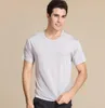 Magliette da uomo T-shirt girocollo a maniche corte lavorata a maglia in seta di gelso di qualità 100 Top taglie forti HY006 230907