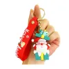 2024 Cute Santa Claus Snowman Design 3D Cartoon Rubber Keychain Christmas Tree Decorative Bottle Christmas Gift Bag Pendant 908