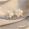 Stud Elegant Romantic Unique Fireworks Pearl Earrings For Woman Korean Fashion Jewelry Party Girls Lady Temperament Accessories 1119 Dhqie