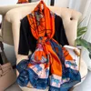 Sjaals 180-90cm Luxe merk dames lente zomer lange zijden sjaal digitaal geschilderd Gogh olieverfschilderij Lady Foulard bandana 230908