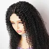 Jerry Curly Spets Frontal Wig 13x4 Spets Front Wigs Human Hair Pre Plucked 10a Brasiliansk remy hår naturlig färg för svarta kvinnor Glu264a