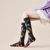 Damensocken, kniehoch, für 10 Stück, Strümpfe, Bein, Ölgemälde, europäische Mode, Großhandel, Blumen, Pflanzen