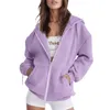 Kvinnors hoodies kvinnor avslappnad solid långärmad blixtlås huva kappfickor tröja toppar kvinna