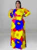 Plus Size Kleider Wmstar gaun wanita ukuran besar pakaian musim gugur Maxi elegantes Saummotiv bunga lengan panjang longgar 230907