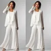 Elegante chiffon broekpakken moeder van de bruid jurken met jasje plus size feestjurken broekpak moeder van bruidegom pantsuits263o