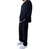 Löpande set 2 -stycken Set Men Loose Fit Tracksuit Fashion Clothing Korean Style Streetwear Solid Color Hip Hop Dancing