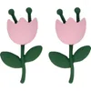 Dangle Earrings Korean Fashion Jewelry 2023 Summer Tulip Sweet Beauty Pink Flower For Women.