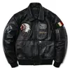 Herren Leder Faux 2024 Indische Stickerei Echte Jacke Rindsleder Motorrad Jacken Air Force Piloten Kleidung Fliegen Anzug 230908