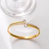 Bileklik Moda Rhinestones Kübik Zirkon Paslanmaz Çelik Bilezikler Kadınlar İçin Kuf Kuff Love Bangles Düğün Mücevher Hediyeleri