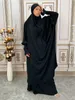 Abbigliamento etnico Donna musulmana Abito da preghiera Islam Khimar Hijab Dubai Abaya Jilbab Set da 2 pezzi Arabo Nero Turchia Negozio Cappelli Ramadan