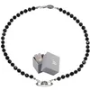 Collar de diamantes completo de una sola capa de cristal negro de Saturno Cadena de clavícula de estilo punk oscuro Puede ser usado por hombres y mujeres con box288c