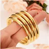 Bracelet 24K 65mm Gold Dubai Bracelet Afrique Articles Arabes 4 Pièces Assembler En Gros Mode Abrasif Bijoux Drop Livraison Brac Dh8FB