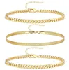 Bedelarmbanden Goud Kleur Barcelet Set Eenvoudig Ontwerp Voor Vrouwen Trendy Handgemaakte Mode-sieraden Cuba Figaro Slang Kralen Ketting Lengte Otfwh