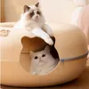 chenils stylos Jouet interactif en forme de dessin animé mignon pour chats maison feutre tunnel grotte lits beignet amovible avec fermeture éclair nid panier chaton fournitures 230907