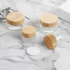 5g 15g 30g 50g 100g Cosmetic Glass Jar Frosted Clear Cream Bottles Travel Cosmetic Container with Natural Bamboo Lids and PP Inner Cover