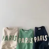 Hoodies moletom outono paris letras pulôver moletom para crianças meninos meninas esporte camisas de bebê casual mais veludo crianças roupas coreia tees 230907