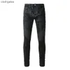 Marca Amiirii 2023 Viola American Jeans Demin Moda Uomo Jean High Street Nero Distressed Usurato