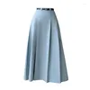 Skirts Ladies Elegant Fashion Large Hem Pleated Long Black Skirt Women Clothes Girls Korean Chic Casual Faldas Largas BPy9163