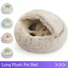 canili penne Inverno lungo peluche Pet Cat Bed Cuscino rotondo per gatti Cat House 2 in 1 Warm Cat Cat Sacco a pelo Nido Cuccia per cani di piccola taglia Cat 230908