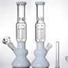 Tre lager träd åtta percs glas vatten bongs blå klar böjd nackrökning krokar Heady Glass Beaker Bong 12 tum hög