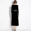 Casual Dresses Women Business Midi Dress Elegant Office Ladies Clothes Winter Autumn Female V-Neck Embroidery Long Sleeve Vestidos Outwear