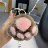 Porte-clés en peluche boule véritable Rex fourrure porte-clés griffe de chat femmes sac pendentif mignon jouet suspendu ornements voiture porte-clés ours bibelots331J