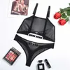 Sexy Set Lingerie Cut Out Transparent Bra and Panty Set Woman 2 Pieces Seamless Female Underwear Sexy Outfits Black Intimate 230808
