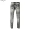 Demin Jeans Mens Fashion Jean 2023 Amiirii American High Purple Street Grey Cracked Leather Live