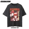 Homens camisetas Harajuku lavado t camisa motosserra homem gráfico tshirt engraçado dos desenhos animados manga makima anime unisex tops y2k roupas 230907