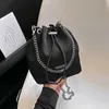 Triangle Nylon Canvas Mini Nisch Bucket Double Chain DrawString Single Shoulder Handbag Female Letter Bag 2147