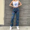 Jeans da donna 2023 Vita alta da ragazza stile donna pantaloni lunghi Cowboy femminile allentato streetwear farfalla ricamata pantaloni dritti