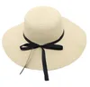 Sommarflickor gräs Braid Hatts Barn Bow Ribbon Beach Cap Women Girls Hollowed-Out Sunhats Baby Fashion Straw Hat Bows