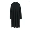 カジュアルドレスカシミア冬の温かいセータードレス女性デザイナー2023服の最新ファッション半分の襟