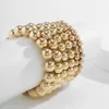 6 pièces ensemble 6MM 8MM 10MM couleur or perles Bracelet pour femmes déclaration à la mode grand rond perlé à la main Bracelet bijoux de mode Bead170E
