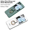 Luxury Ultra Thin Membrane Vogue Phone Case pour Samsung Galaxy Z pliage Flip4 Flip5 5G Full Protective Soft Colomb Color Kickstand Fold Shell with Dinger Ring Great