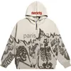 Herren Hoodies Sweatshirts Herren Hoodies Sweatshirts Y2K Männer Hoodies Herbst Retro Skeleton Print Reißverschluss Übergroßes Sweatshirt Streetwear Harajuku High Street Long Sl