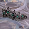 Hair Jewelry Baroque Bronze Black Green Crystal Bridal Tiaras Crown Vintage Diadem For Brides Headbands Accessories 220831 Drop Deliv Dhywq