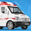 Diecast Model car 1 32 Sprinter Alloy Ambulance Vehicles Car Model Diecasts Metal Toy Ambulance Car Model Simulation Sound and Light Kids Toy Gift 230908